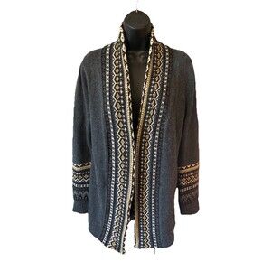 BCBG MAXAZRIA Cardigan Womens Size XS Open Front Wool Blend Sweater Gray